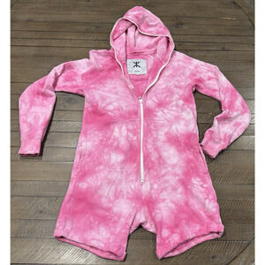 Onepiece Est 2007 Hooded Full Zip One Piece Shorts - Pink Tie Dye - Size S